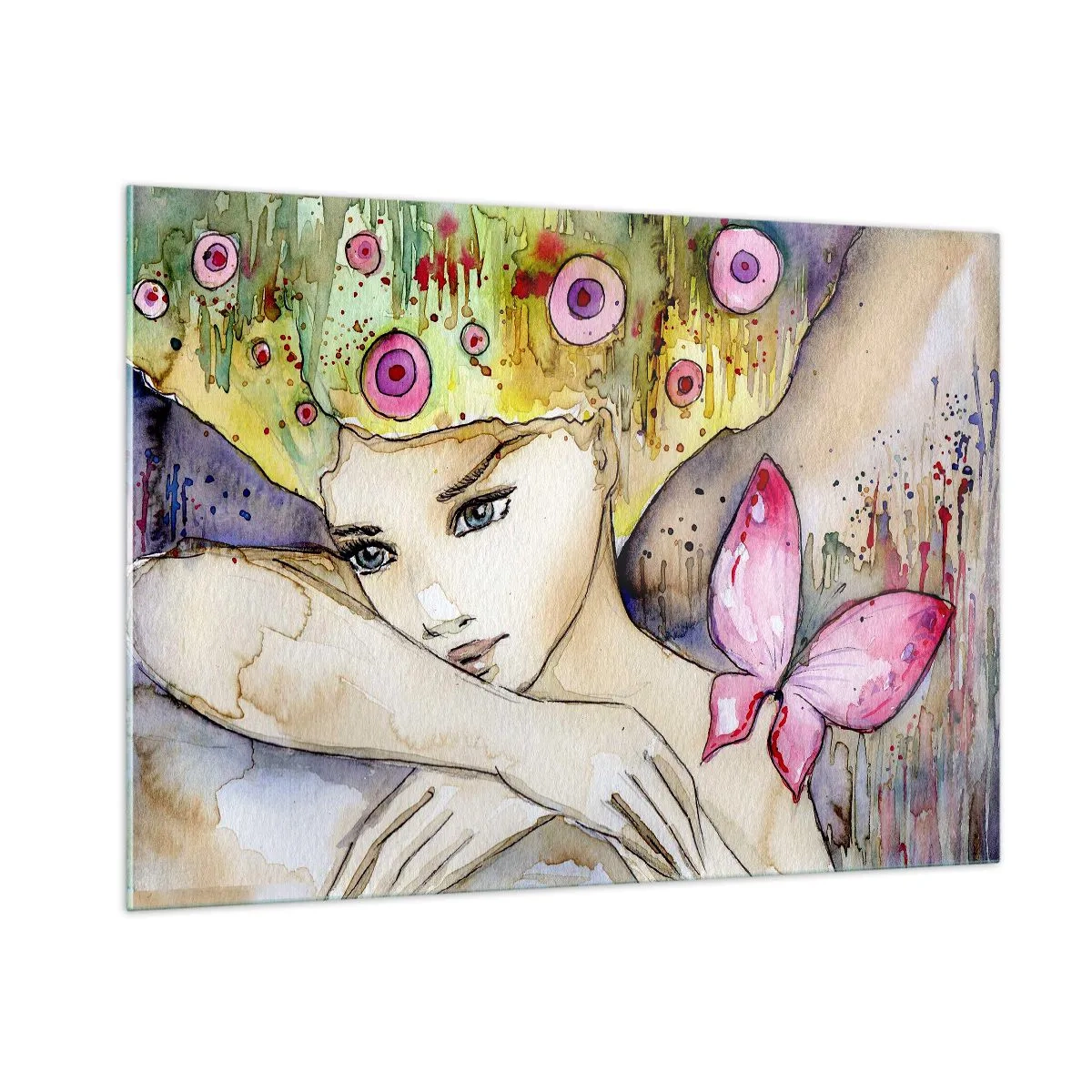 Obraz na skle - Motýlí princezna - 100x70 cm