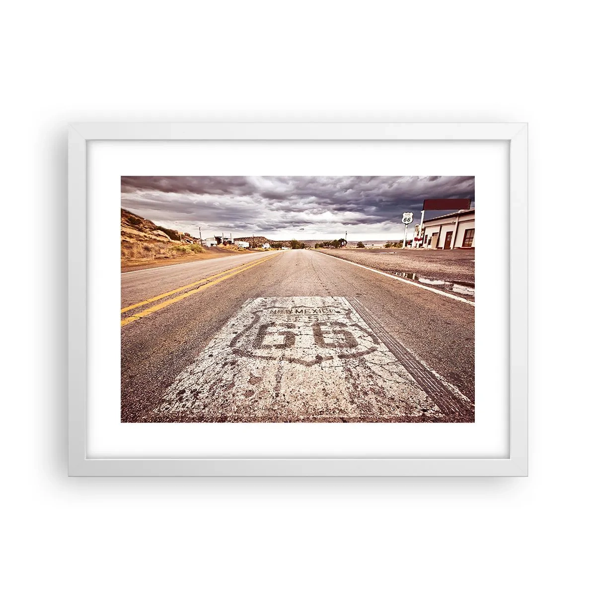 Plakát v bílém rámu - Mother Road - americká legenda - 40x30 cm