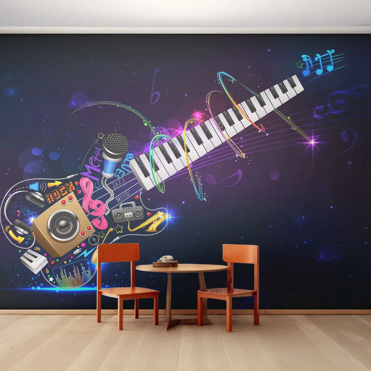 Fototapeta Samolepicí Deluxe Sticker - A všechno hraje - Abstrakce, Hudební nástroj, Hudba - 250x175 cm