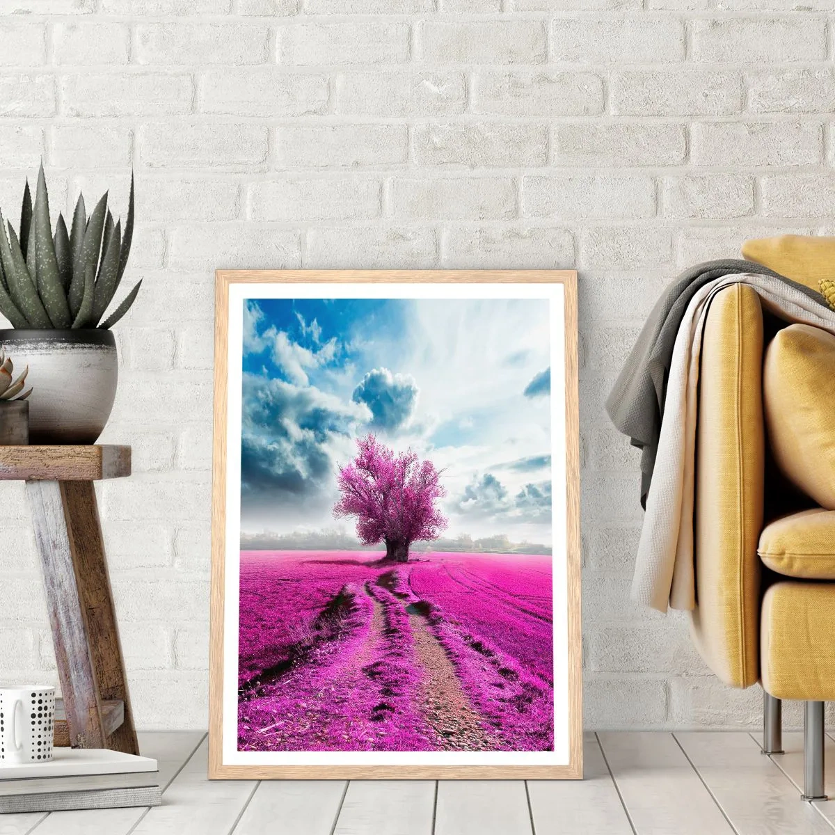 Plakát v rámu světlý dub - Vřesoviště - divočina - 70x100 cm