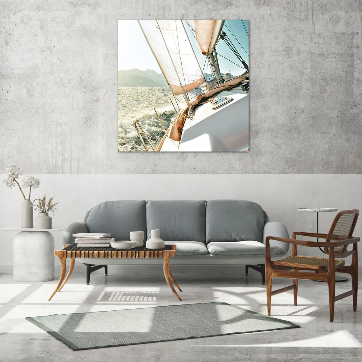 Obraz na skle - Pod plnými plachtami - 60x60 cm