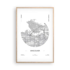 Plakát v rámu světlý dub - Anatomie Vancouveru - 61x91 cm
