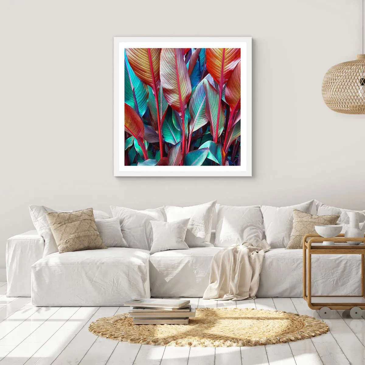 Plakát v bílém rámu - Barevná houština - 60x60 cm