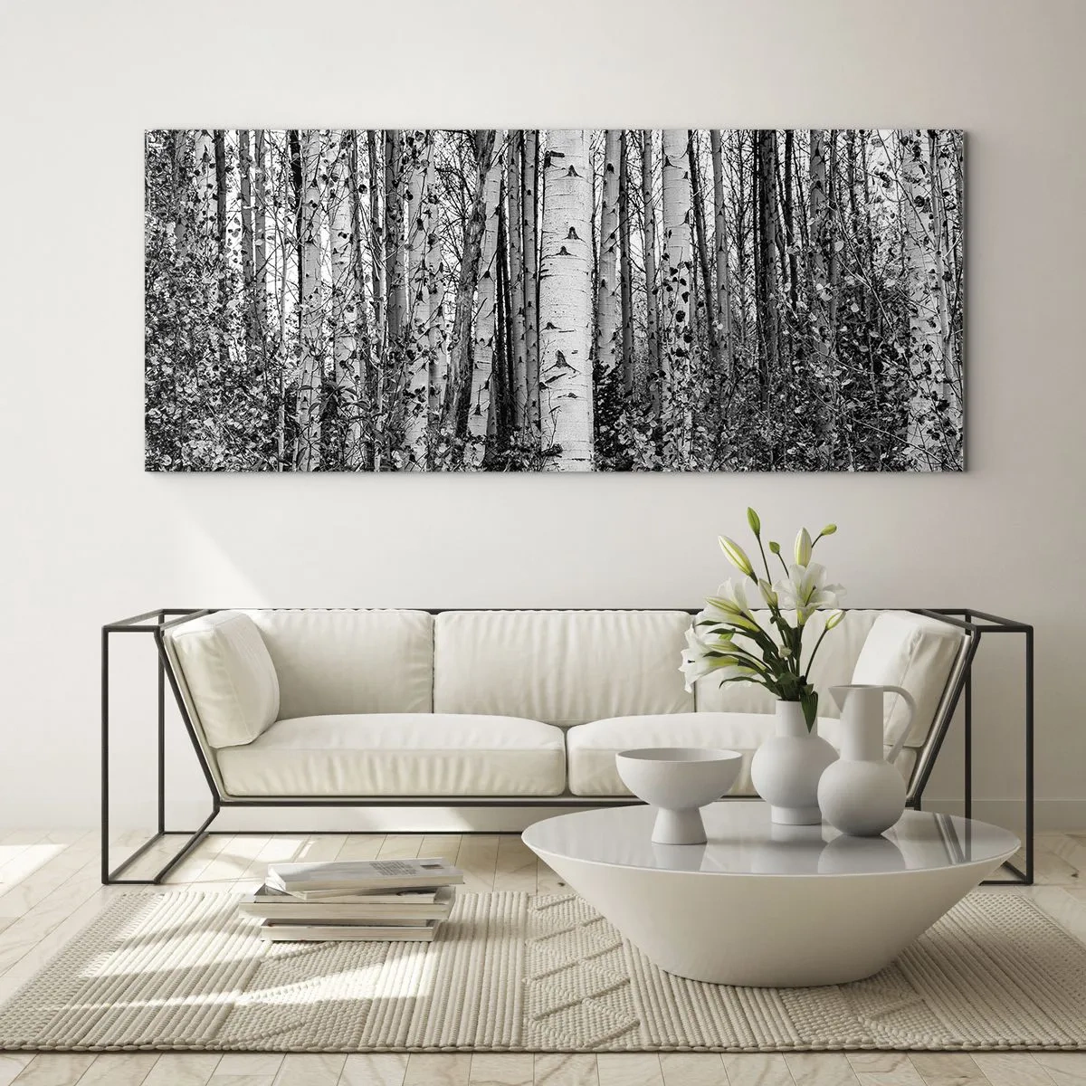 Obraz na skle - Březová kolonáda - 120x50 cm