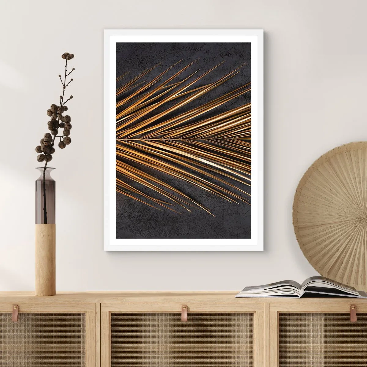 Plakát v bílém rámu - Zlato tropů - 50x70 cm