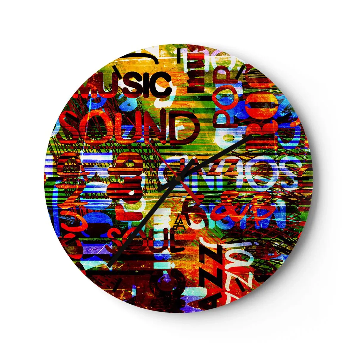 Nástěnné hodiny - Barevné hudební téma s titulky - 30x30cm - Všechny barvy zvuku - Moderní nástěnná dekorace do obývacího pokoje, kuchyně a ložnice ARTTOR