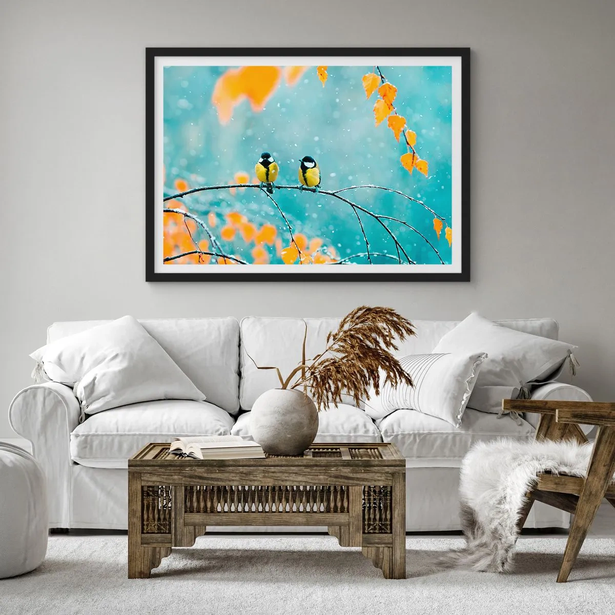 Plakát v černém rámu - Ptačí drby - 70x50 cm