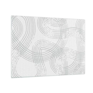 Obraz na skle - Abstraktní zakřivené čáry v odstínech šedé na bílé - 70x50cm - Snadné východisko neexistuje - Moderní nástěnná dekorace do obývacího pokoje a ložnice ARTTOR
