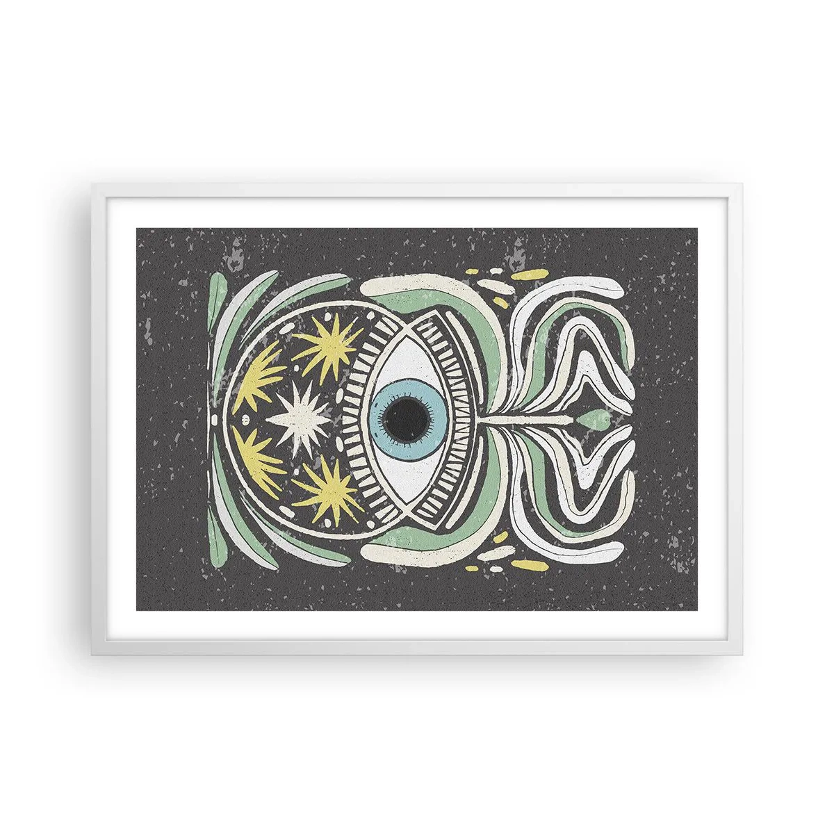 Plakát v bílém rámu - Kmenové rituály - 70x50 cm