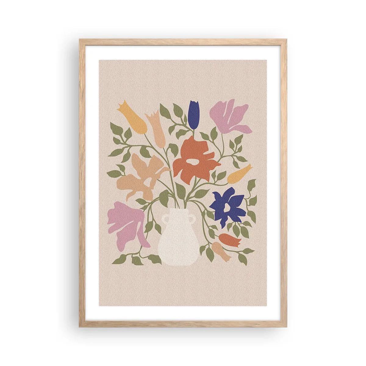 Plakát v rámu světlý dub - Jemná kytice - 50x70 cm
