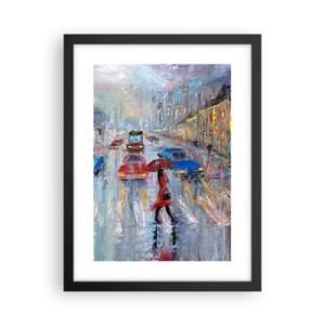 Plakát v černém rámu - Deštivé odpoledne ve městě - 30x40 cm