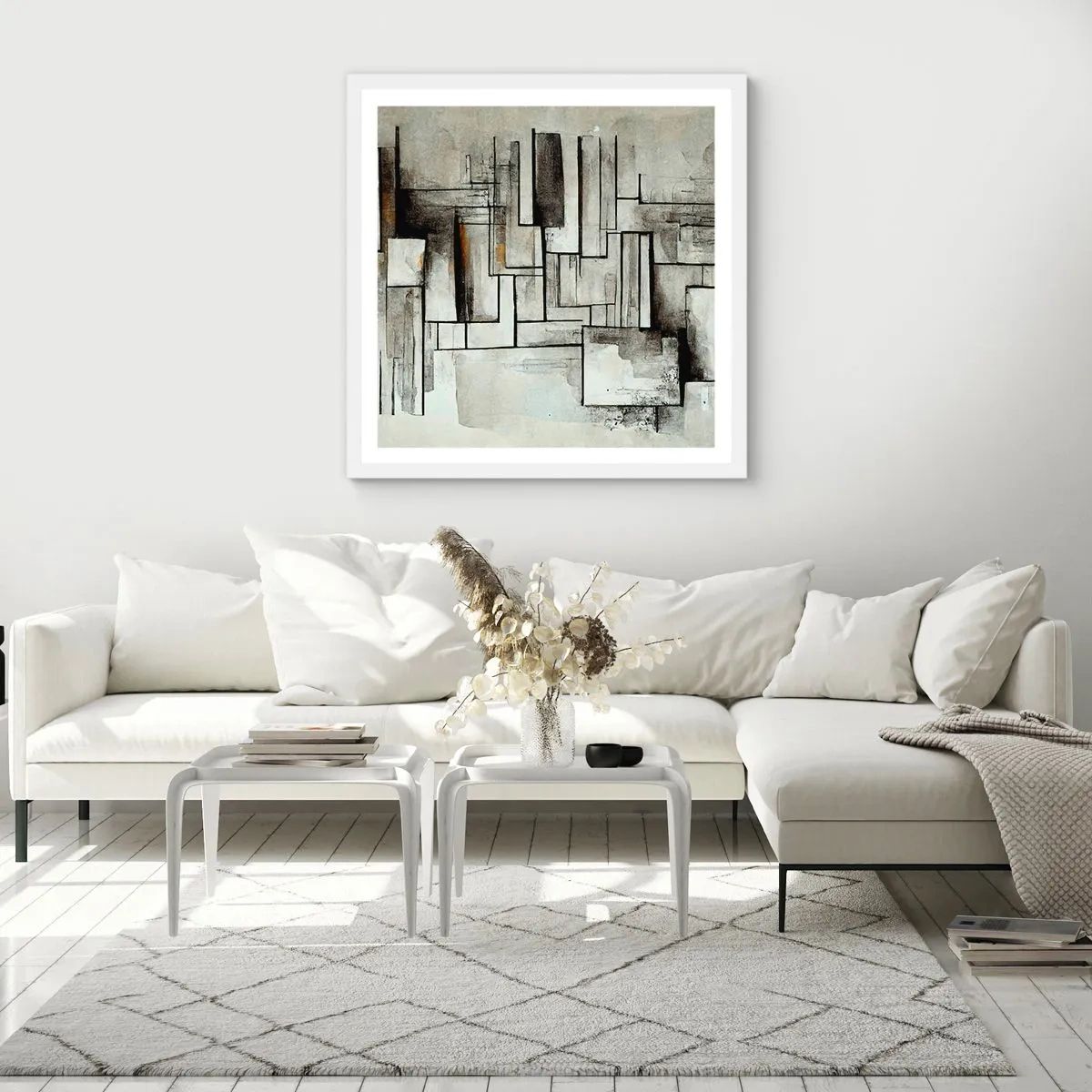 Plakát v bílém rámu - Síla jednoduchosti - 60x60 cm