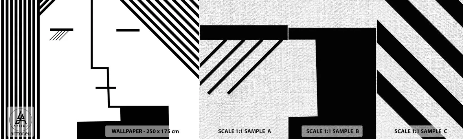 Vzor Fototapety Premium Canvas - Prostě polibek - Moderní umění, Černý a bílý, Tvář - 100x30 cm