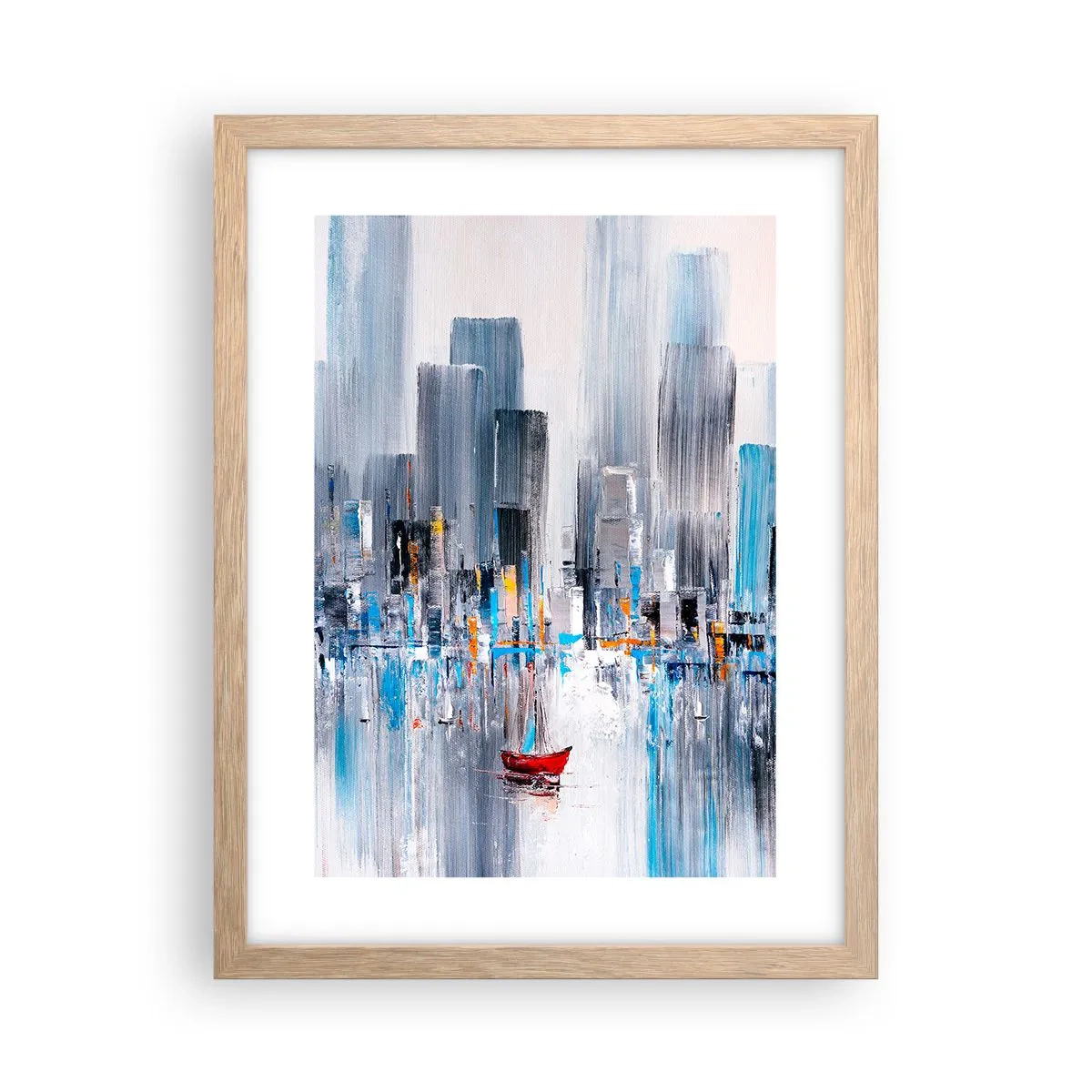 Plakát v rámu světlý dub - Metropole u zálivu - 30x40 cm