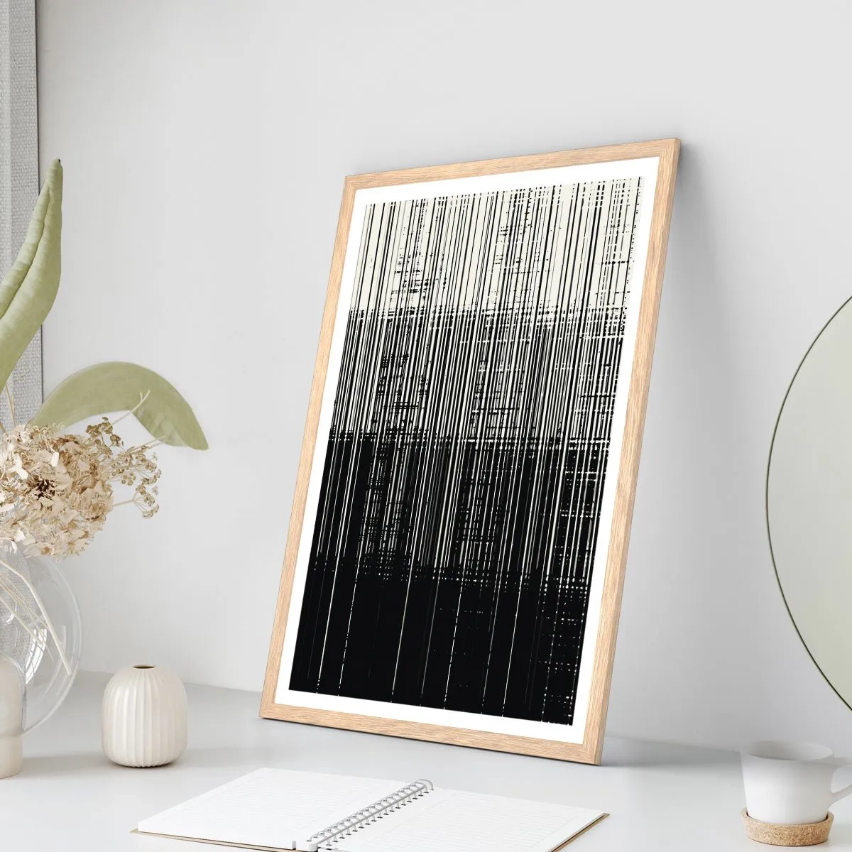 Plakát v rámu světlý dub - Vlny a vibrace - 61x91 cm