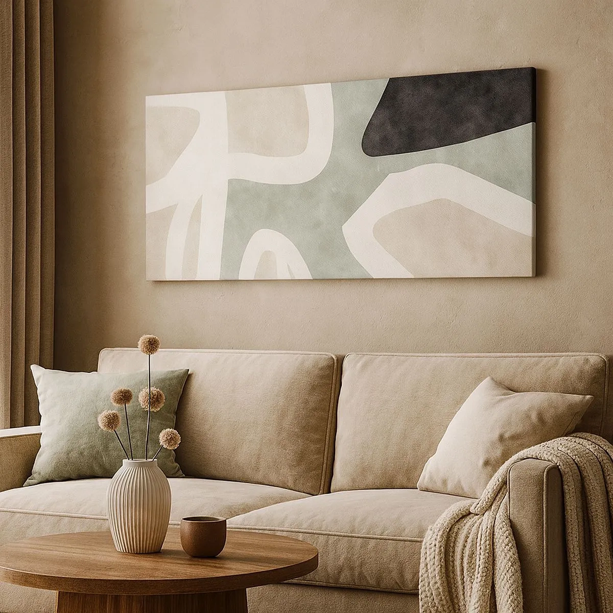 Obraz na plátně - Kompozice s černým motivem - 100x40 cm