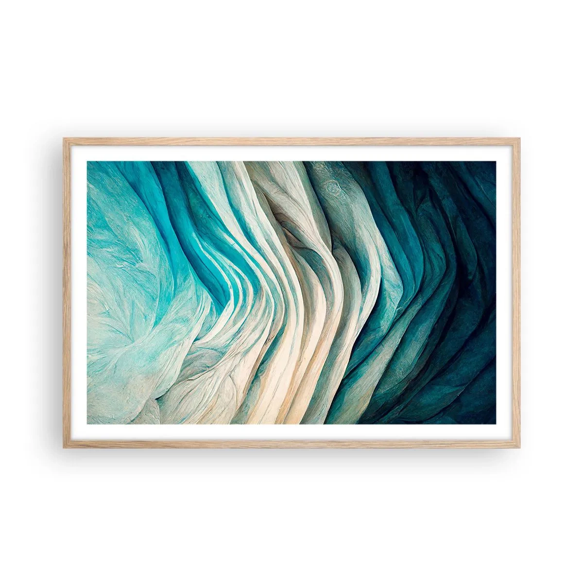 Plakát v rámu světlý dub - Modrá neukojitelnost - 91x61 cm