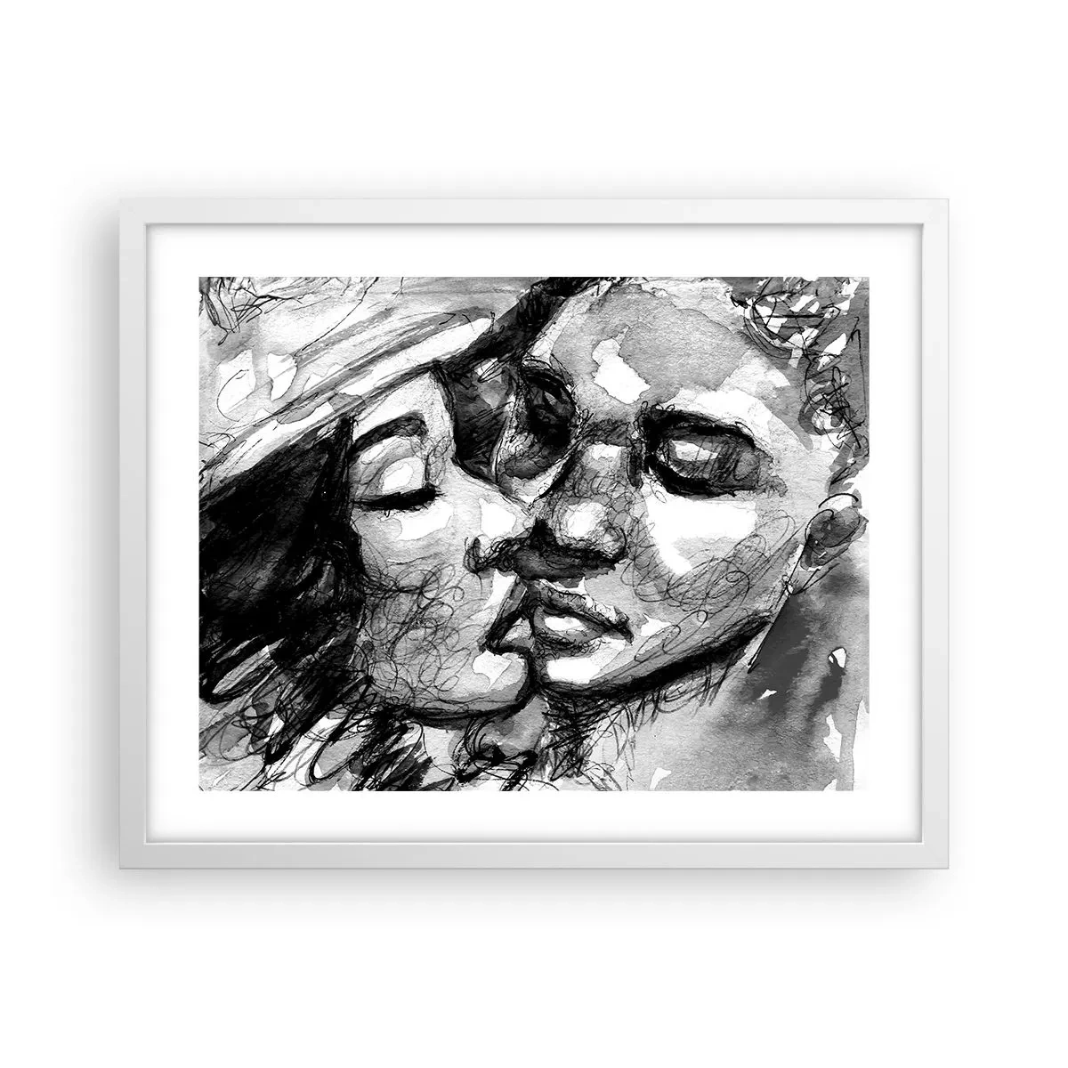 Plakát v bílém rámu - Něžný okamžik - 50x40 cm
