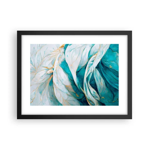 Plakát v černém rámu - Modrá abstrakce se zlatým motivem - 40x30 cm