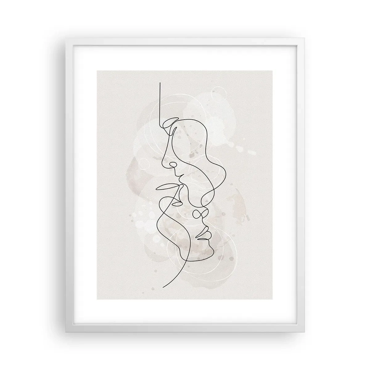 Plakát v bílém rámu - Zamotaní v objetí - 40x50 cm