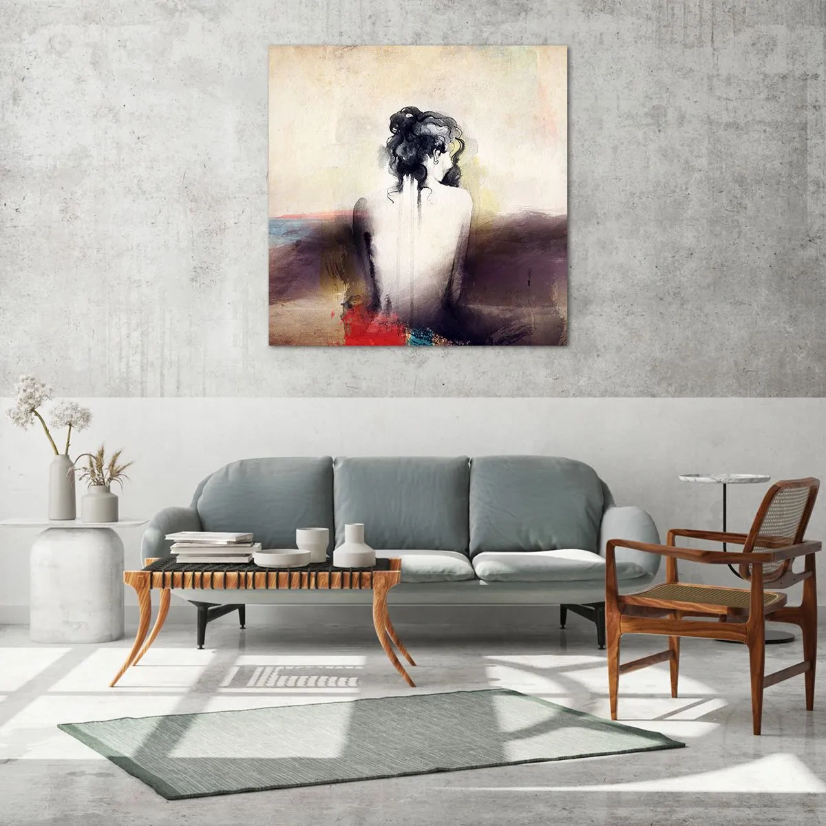 Obraz na skle - Jemné linie, oválné tvary - 50x50 cm