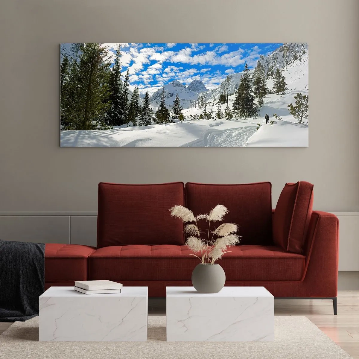 Obraz na skle - Ve sněhu a na slunci - 90x30 cm