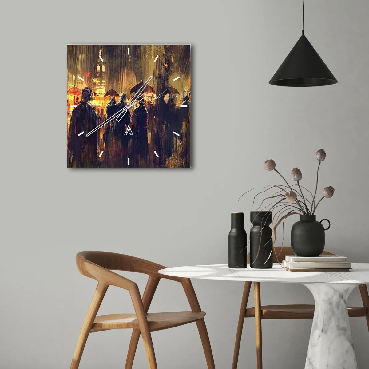 Nástěnné hodiny - Následovníci deště - 30x30 cm