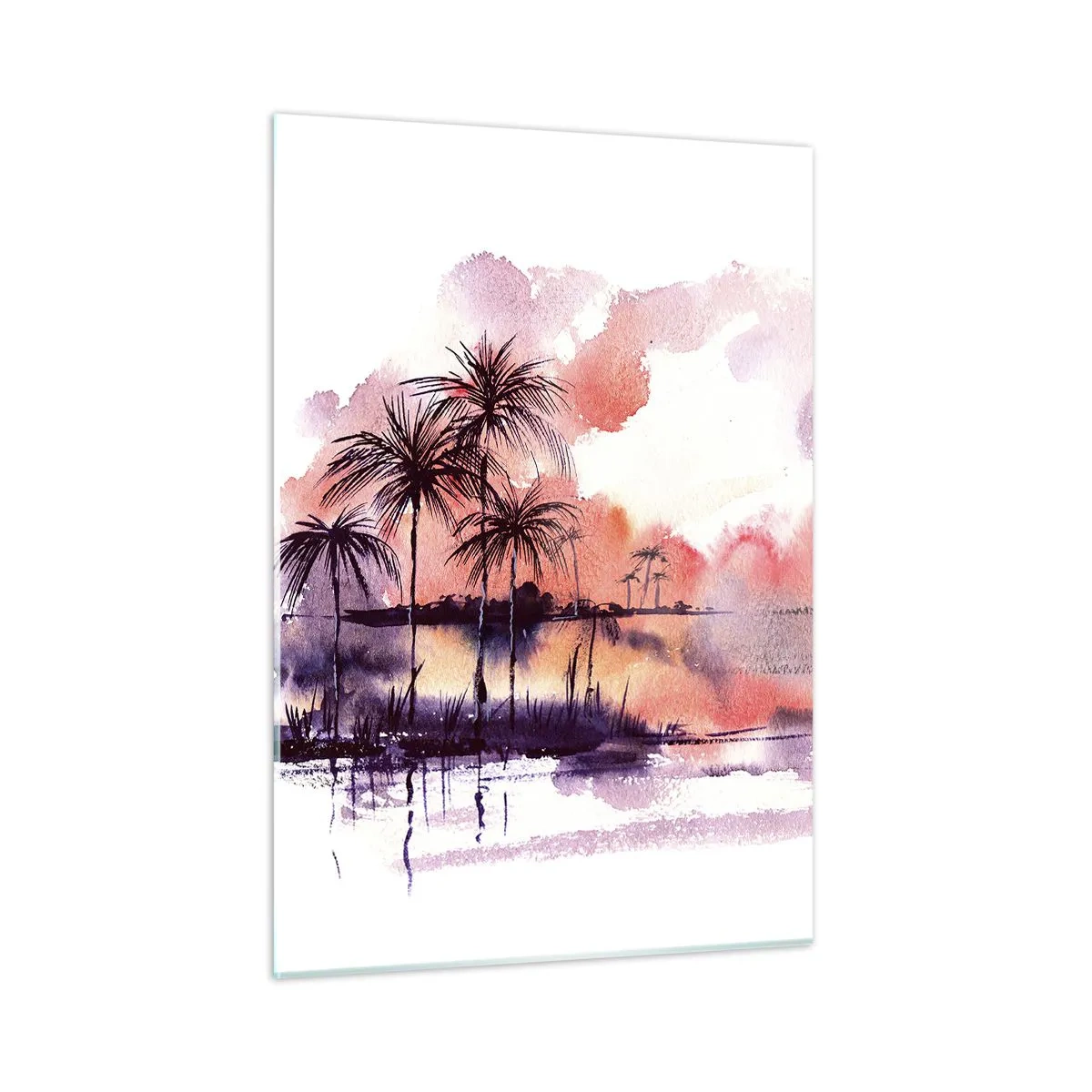 Obraz na skle - Klid tropů v červené - 50x70 cm