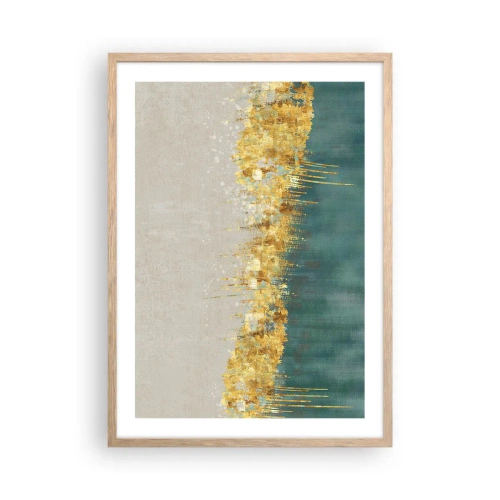 Plakát v rámu světlý dub - Zlatá hranice - 50x70 cm