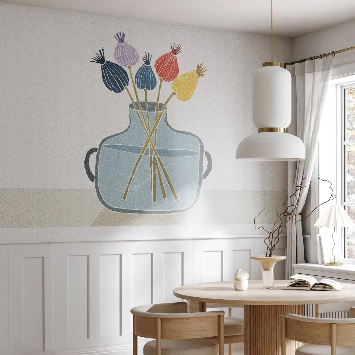 Fototapeta Samolepicí Deluxe Sticker - Makové květy - Květiny, Váza, Minimalismus - 350x256 cm