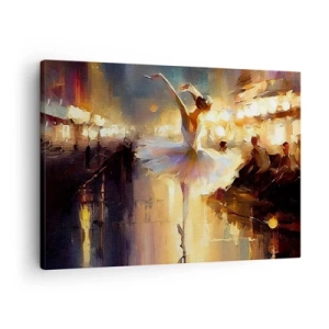 Obraz na plátně - Baletka tančící před osvětleným pódiem - 70x50cm - Zázrak na ulici - Moderní nástěnná dekorace do obývacího pokoje a ložnice ARTTOR