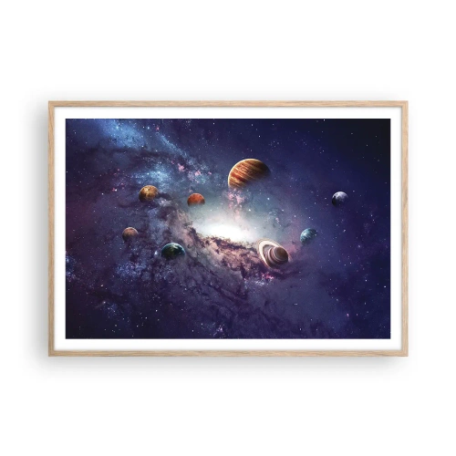 Plakát v rámu světlý dub - Slunce a tanec - 100x70 cm
