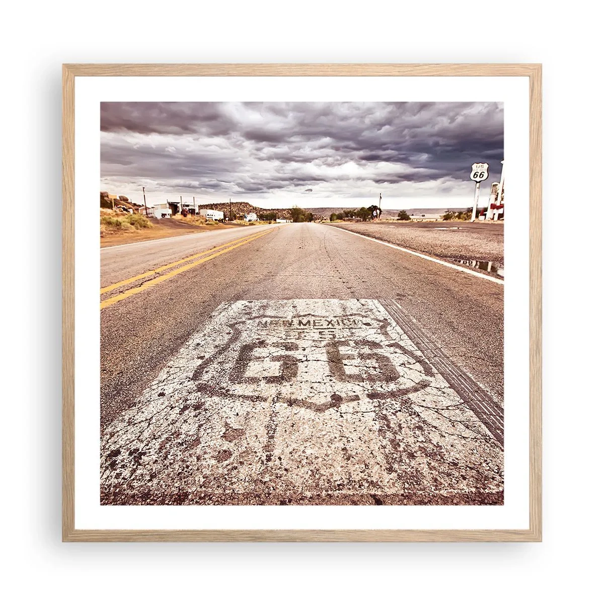 Plakát v rámu světlý dub - Mother Road - americká legenda - 60x60 cm