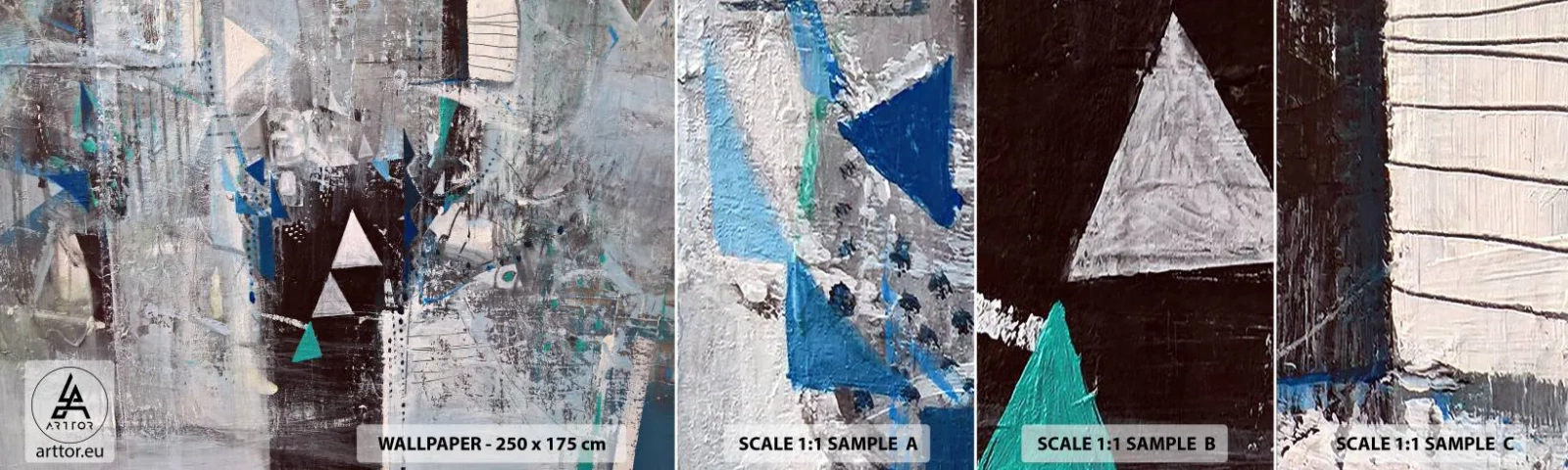 Vzor Fototapety Samolepicí Deluxe Sticker - Přednostní pořadí trojúhelníků - Abstrakce, Kus, Moderní vzor - 100x30 cm