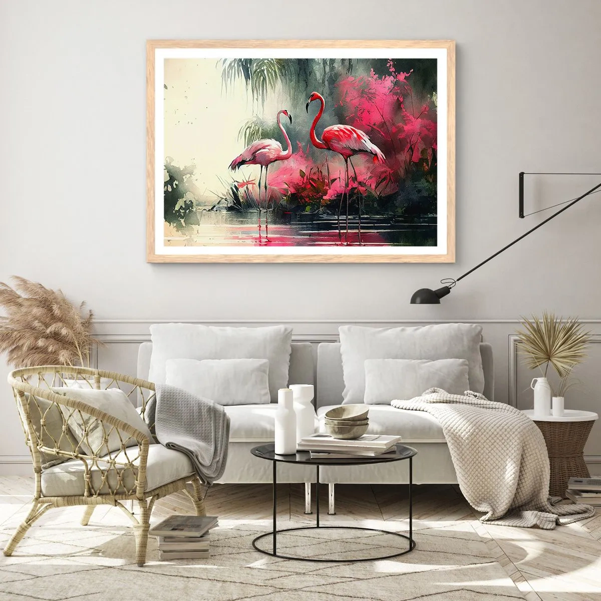 Plakát v rámu světlý dub - Hodiny přírodního kouzla - 70x50 cm