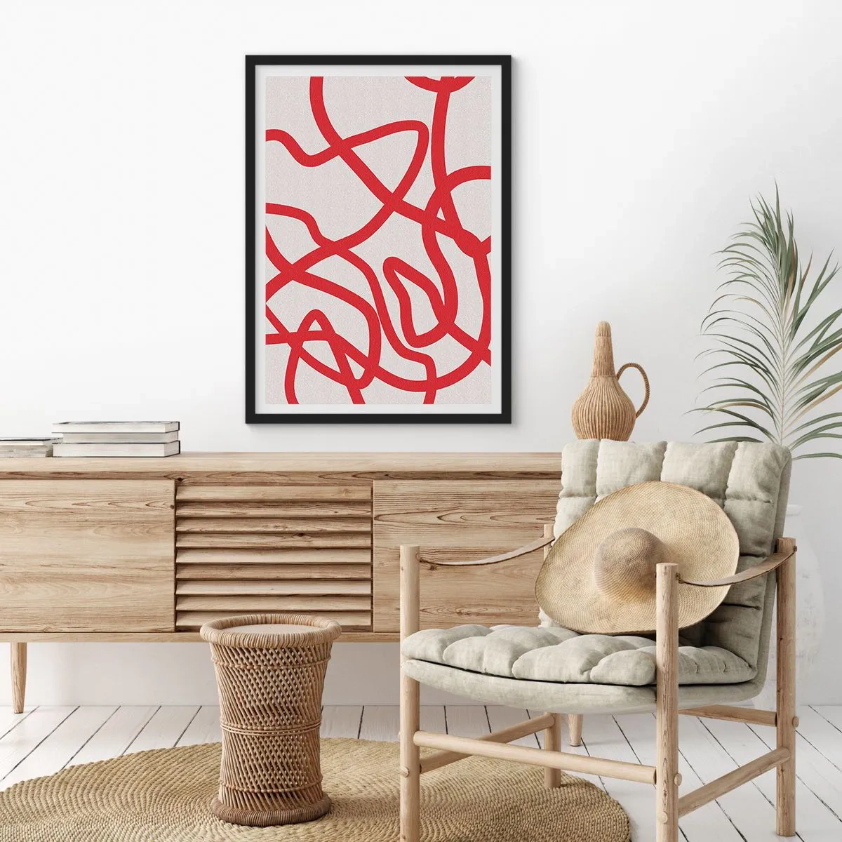 Plakát v černém rámu - Červené na bílém - 50x70 cm