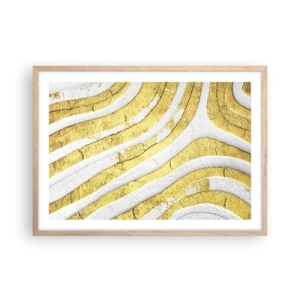Plakát v rámu světlý dub - Kompozice v bílé a zlaté - 70x50 cm