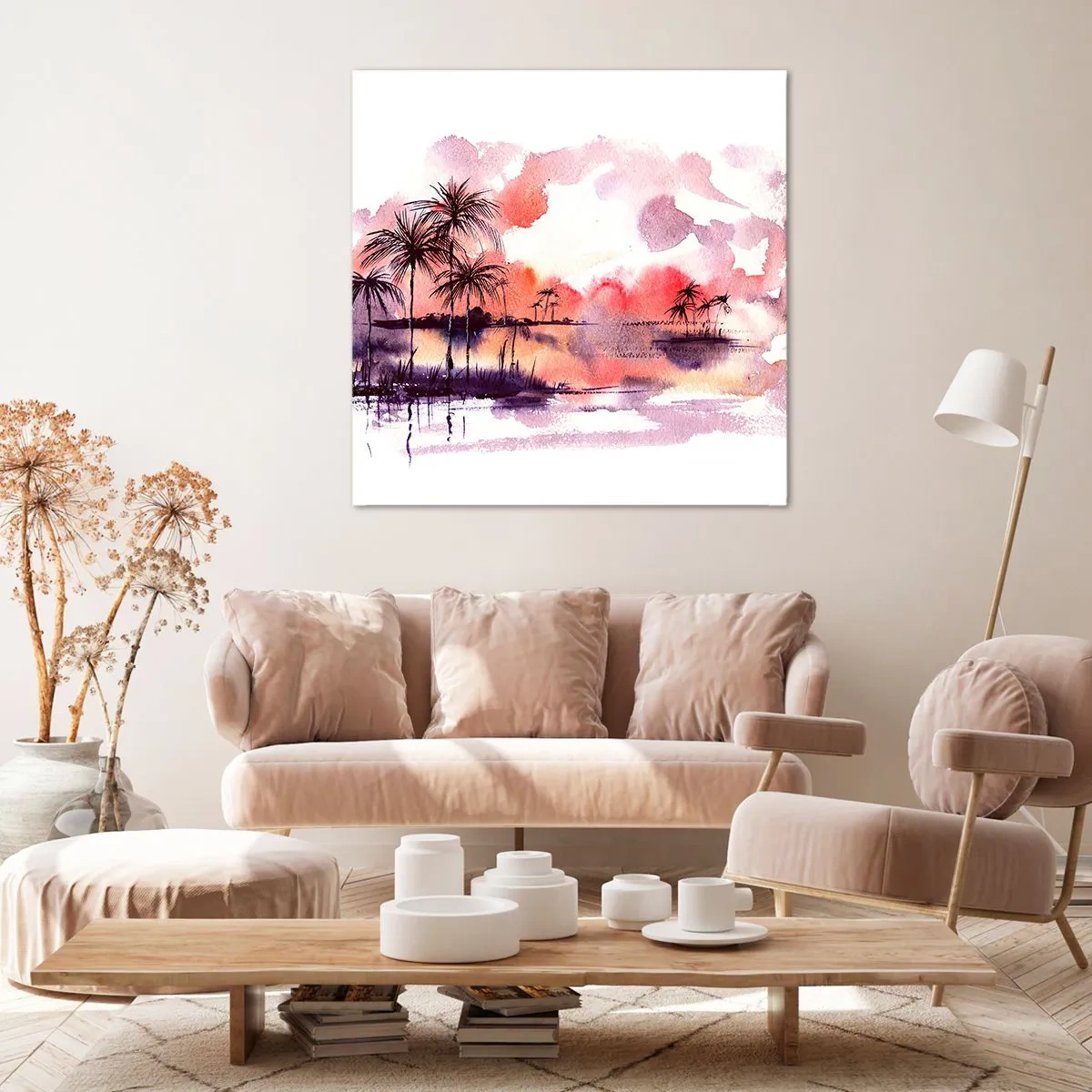 Obraz na plátně - Klid tropů v červené - 60x60 cm