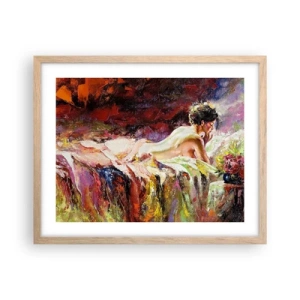 Plakát v rámu světlý dub - Zamyšlená Venuše - 50x40 cm