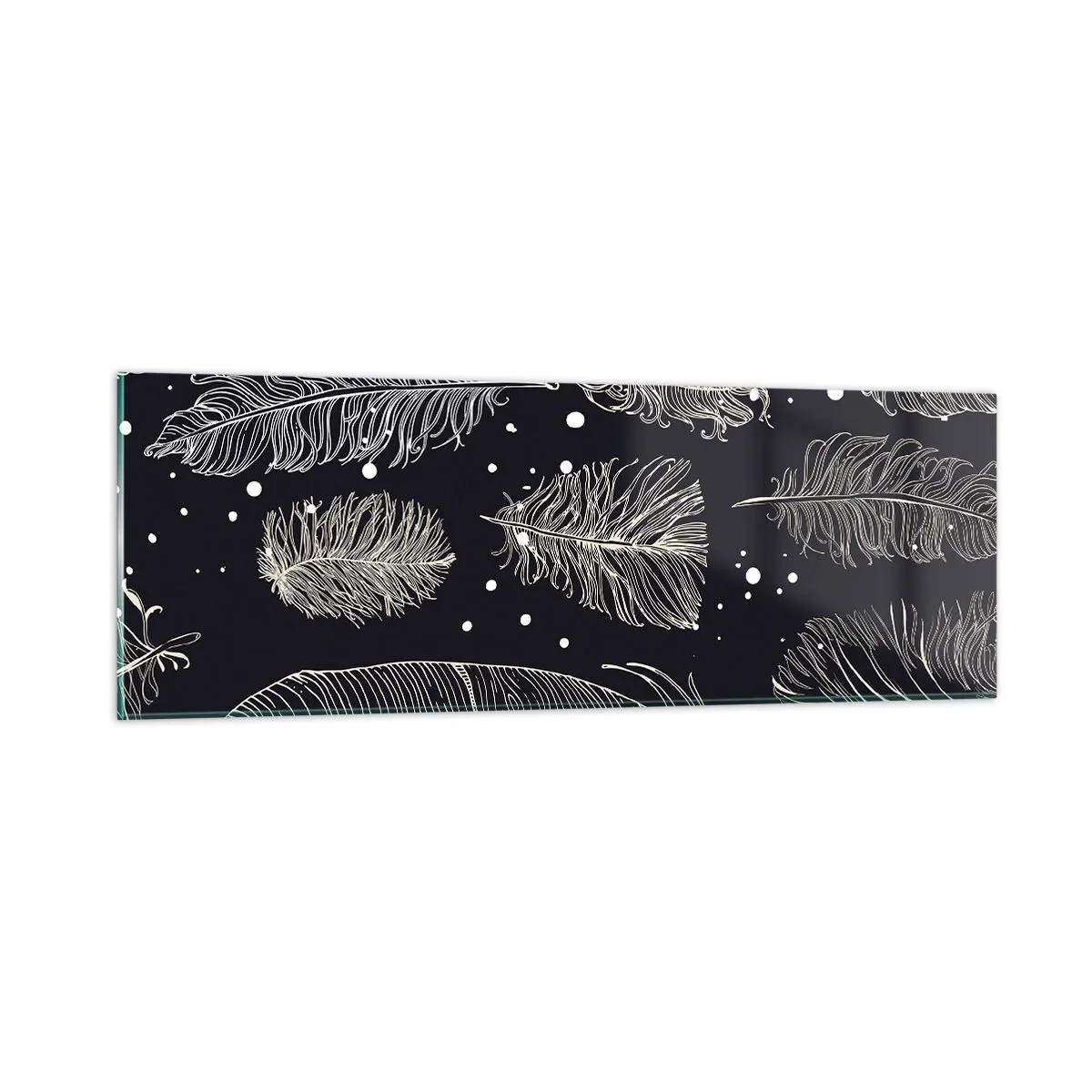 Obraz na skle - Krajka s peřím - 90x30 cm