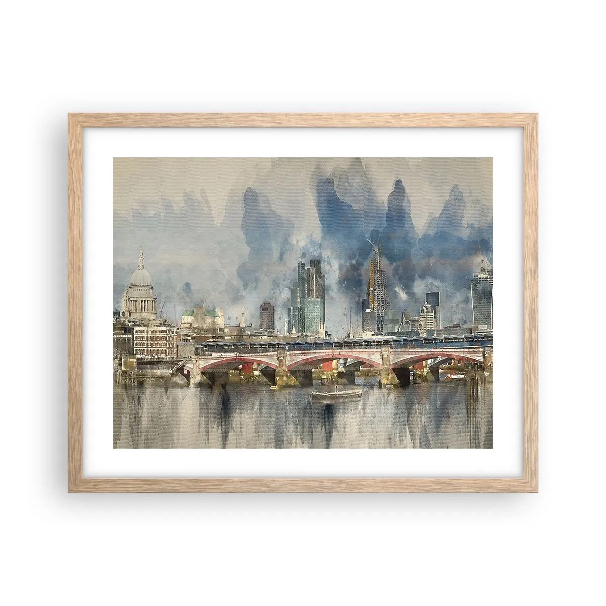 Plakát v rámu světlý dub - Londýn v celé své kráse - 50x40 cm