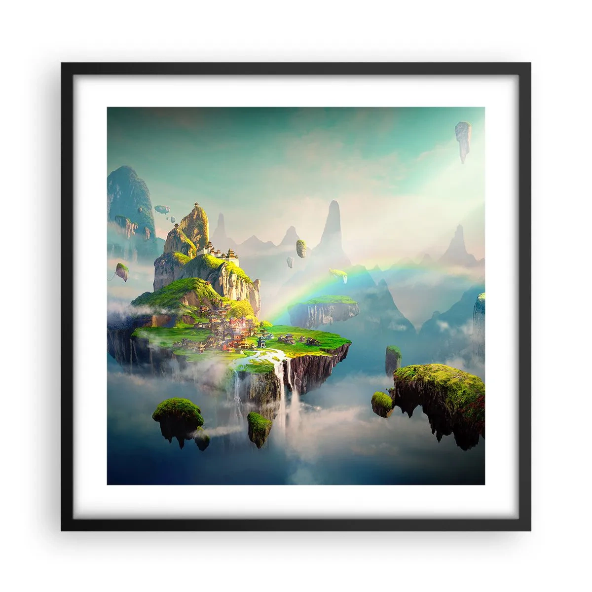 Plakát v černém rámu - Uprostřed nebe - šťastné ostrovy - 50x50 cm