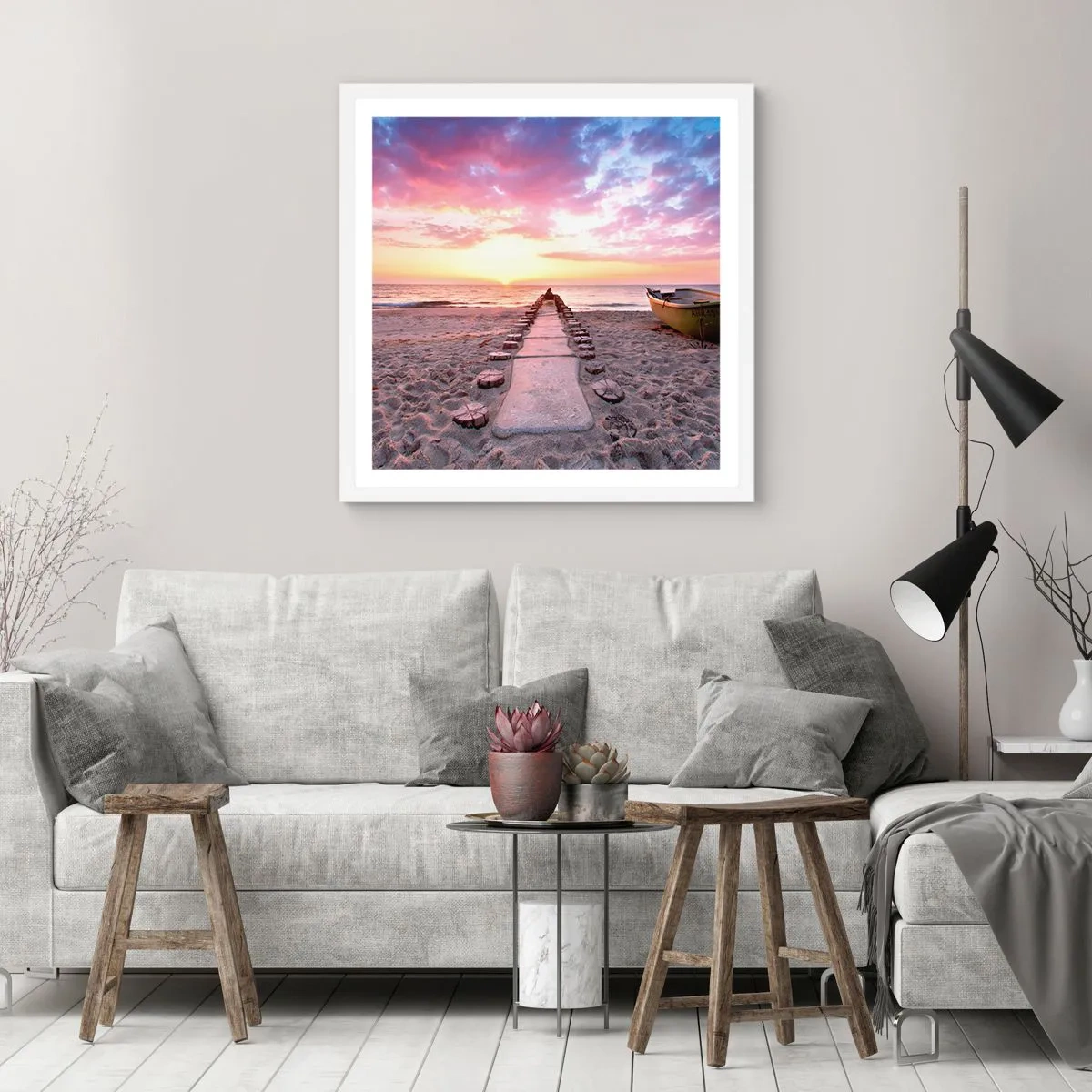 Plakát v bílém rámu - Okamžik hlubokého prožitku - 40x40 cm
