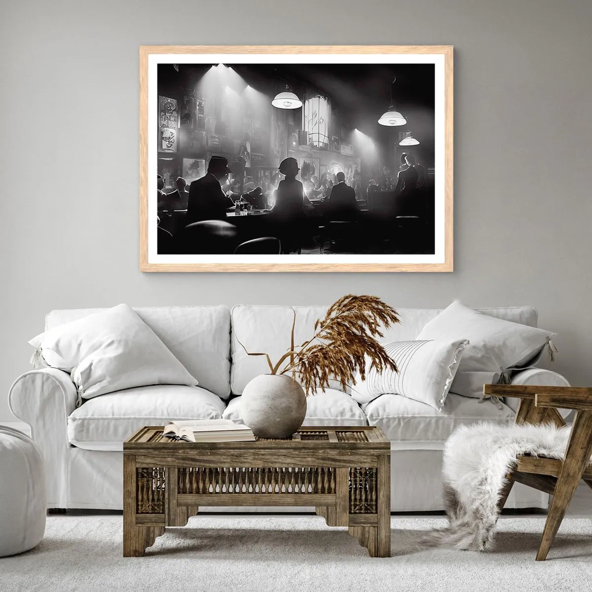 Plakát v rámu světlý dub - V jazzové atmosféře - 70x50 cm