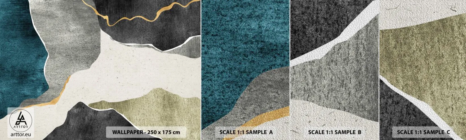 Vzor Fototapety Premium Sand - Mozaiková kompozice se zlatou nití - Abstrakce, Art Deco, Kus - 100x30 cm