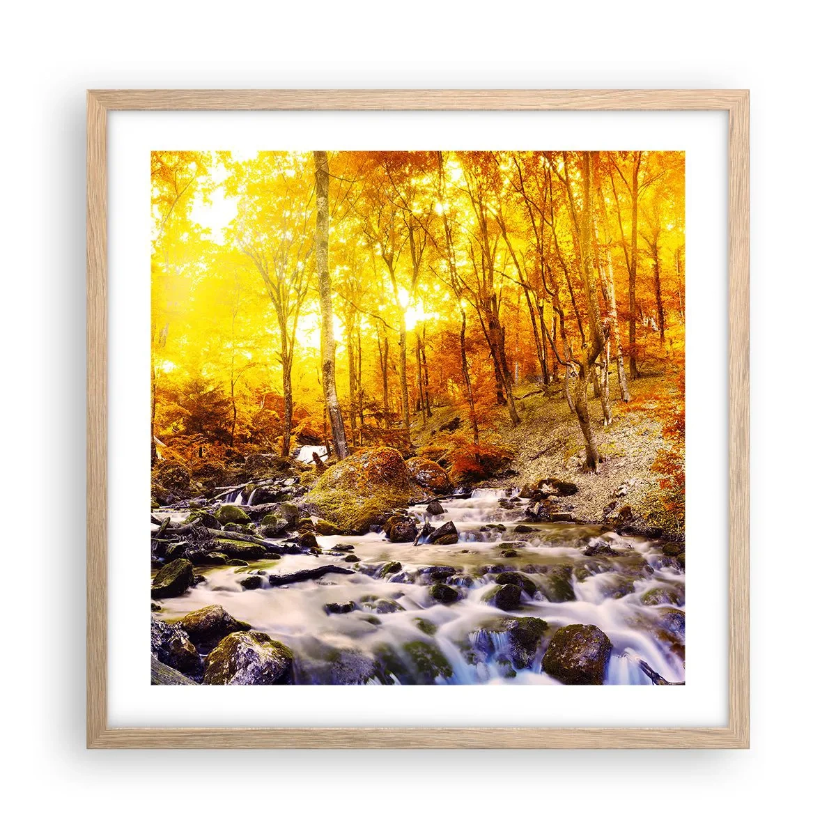 Plakát v rámu světlý dub - Kameny zasazené do zlata a platiny - 50x50 cm