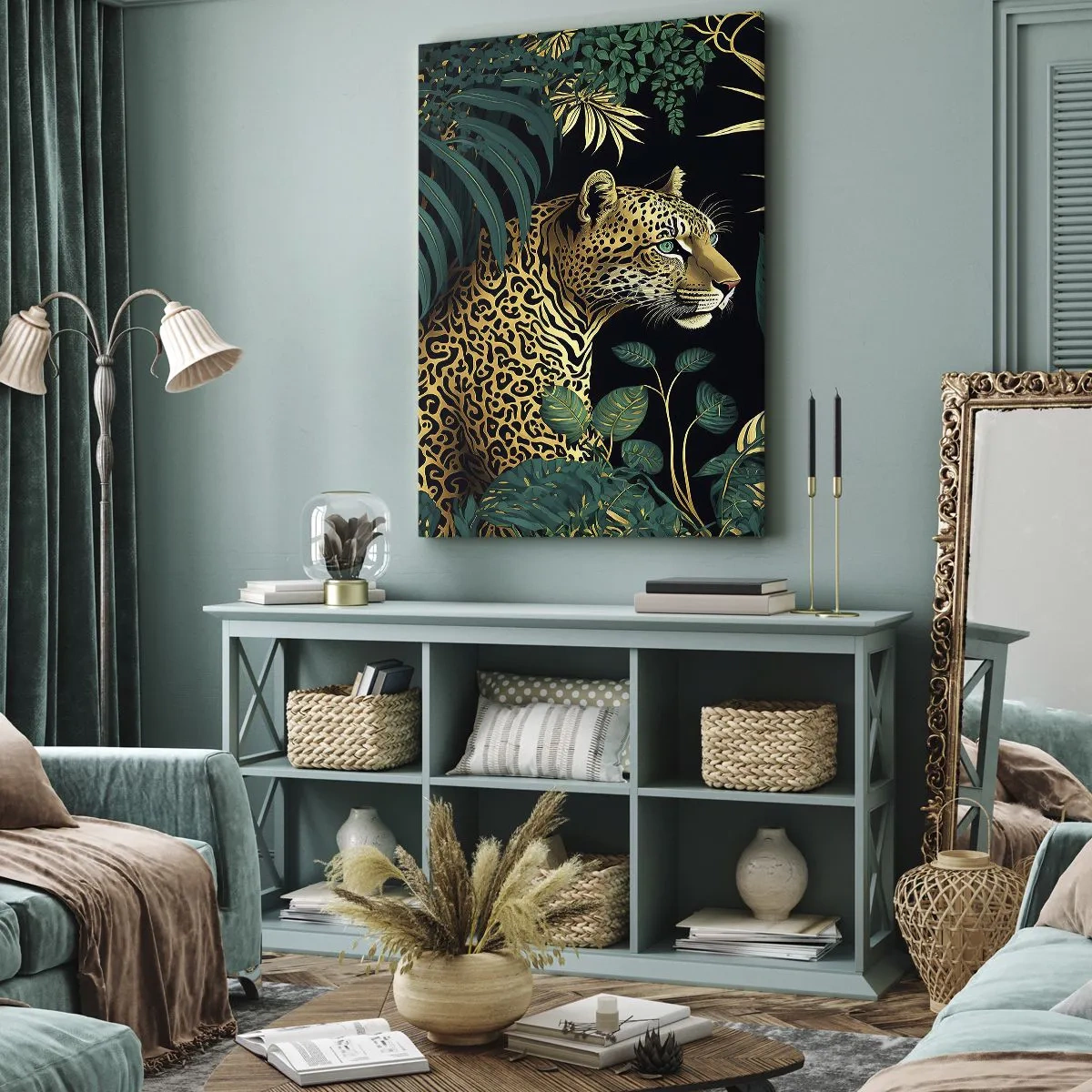 Obraz na plátně - Domácí v džungli - 65x120 cm