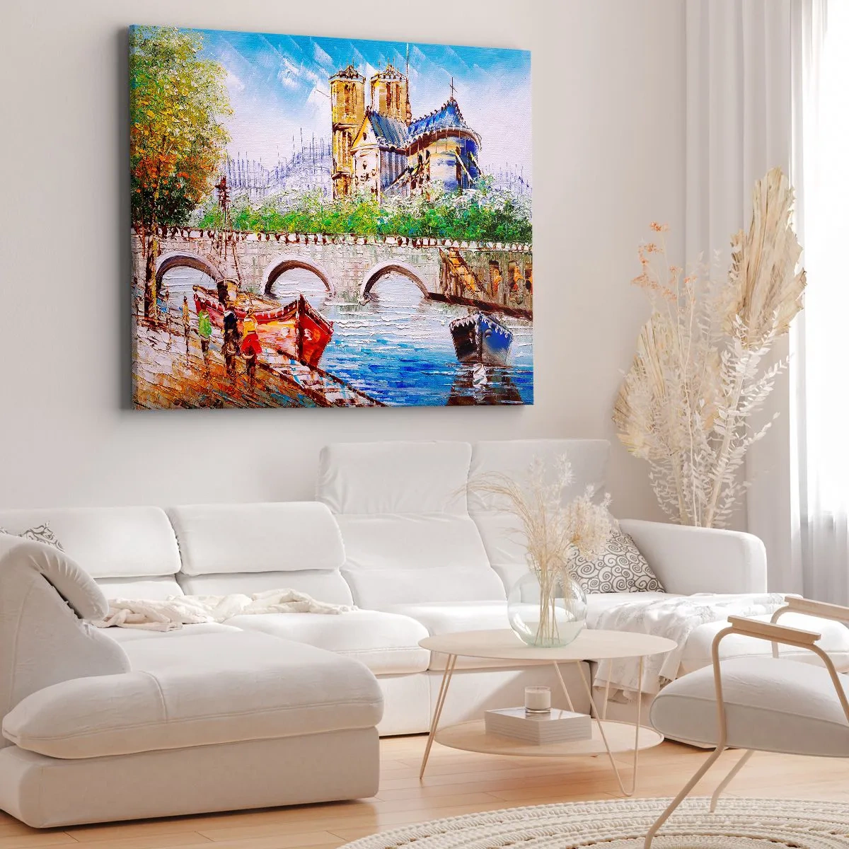 Obraz na plátně - Krajina s mostem a katedrálou v klasickém stylu - 70x50cm - Jejich čas nikdy nepomíjí - Moderní nástěnná dekorace do obývacího pokoje a ložnice ARTTOR