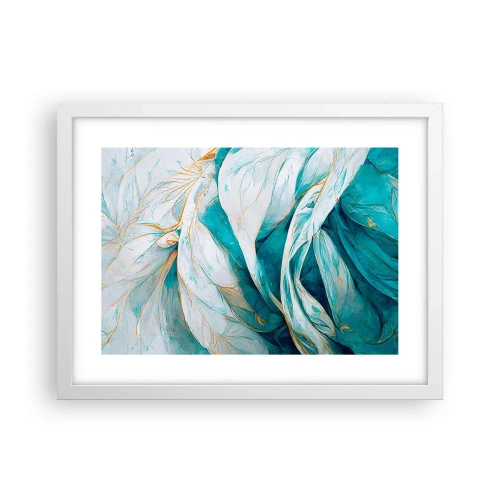 Plakát v bílém rámu - Modrá abstrakce se zlatým motivem - 40x30 cm