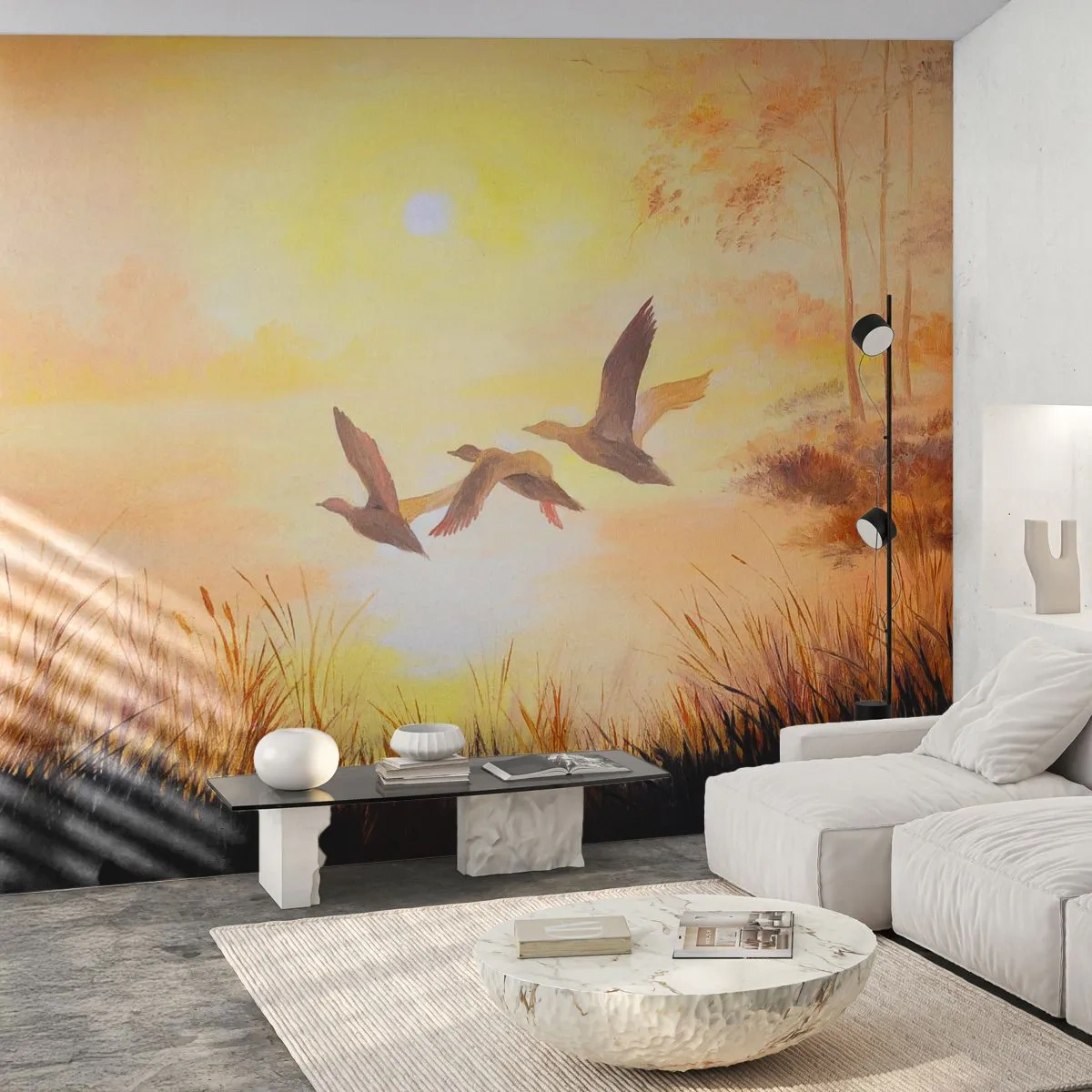 Fototapeta Premium Sand - Začátek daleké cesty - Příroda, Divoká kachna, Krajina - 350x256 cm